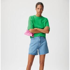 GESTUZ Alpha GZ Tee Sweater Alpaca Wool Green Bee Sz L {3C32}